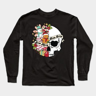 "Sorta Merry Sorta Scary" Christmas Skull Long Sleeve T-Shirt